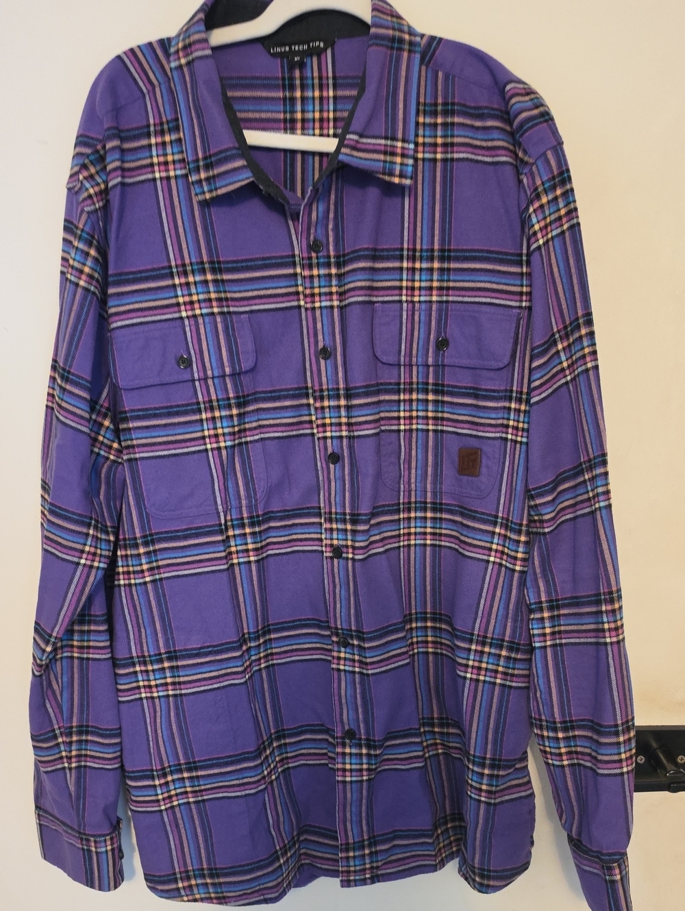 Lined Purple Plaid Long-Sleeve Button Shirt